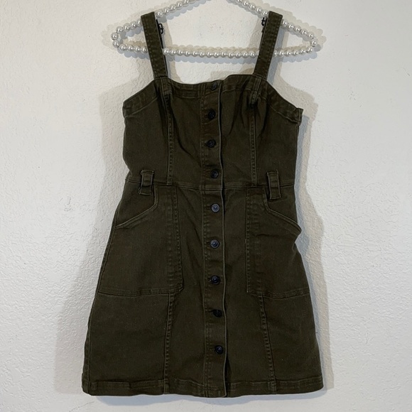 H&M Divided Overall Dress With Pockets Button Front Size 6 - Picture 2 of 7